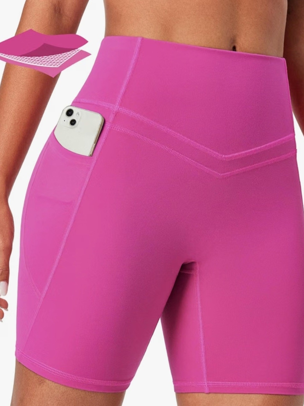 Tummy Control High Waisted Bike Shorts 6 inch inseam with pockets Size M